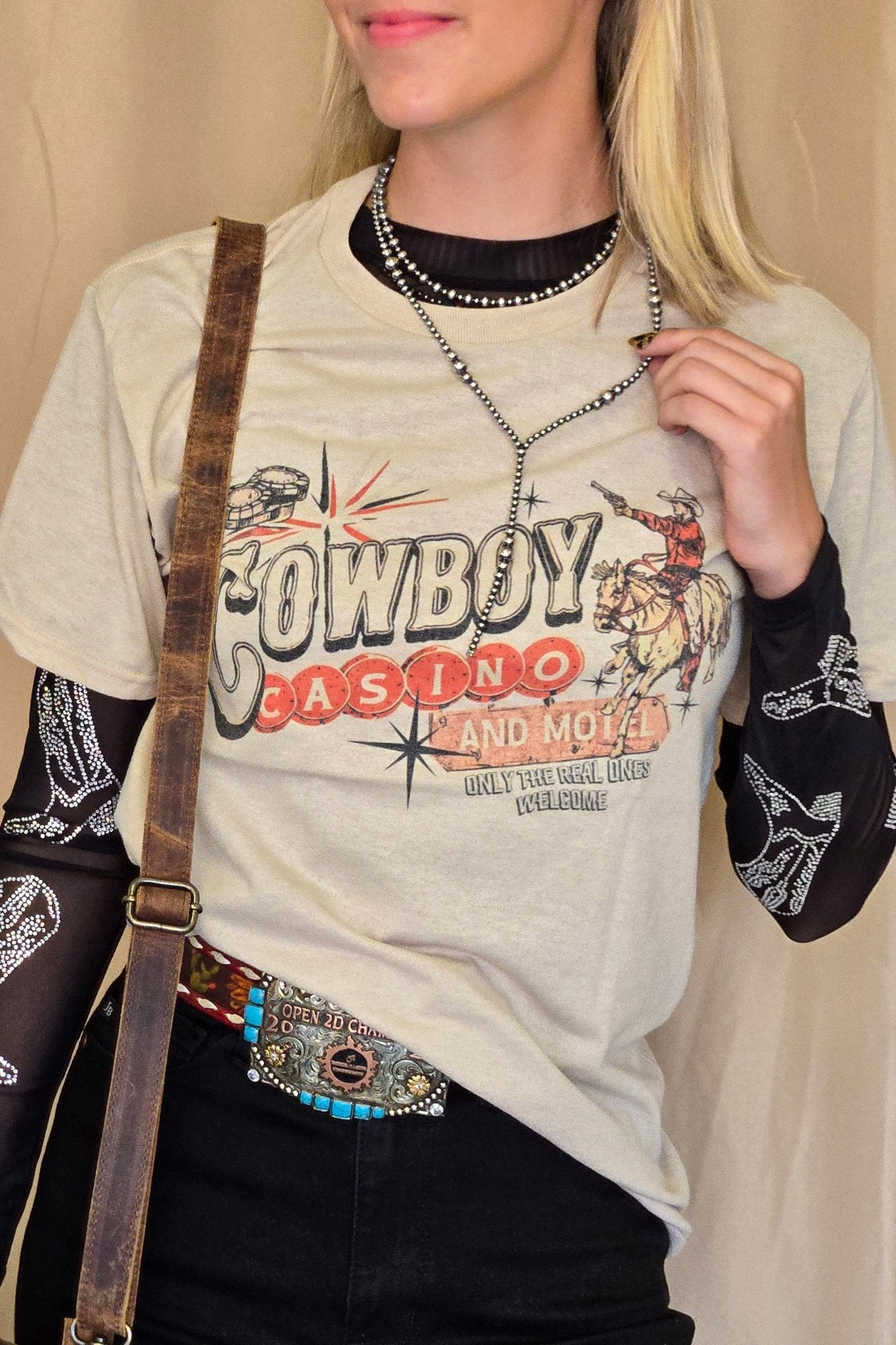 Cowboy Casino T-Shirt - Cowhide and Conchos