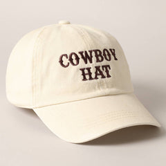 Cowboy Hat Embroidered Baseball Cap - Cowhide and Conchos