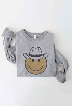 Cowboy Smiley Graphic Sweatshirt - Cowhide and Conchos