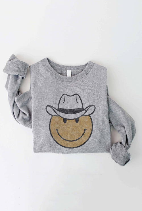 Cowboy Smiley Graphic Sweatshirt - Cowhide and Conchos
