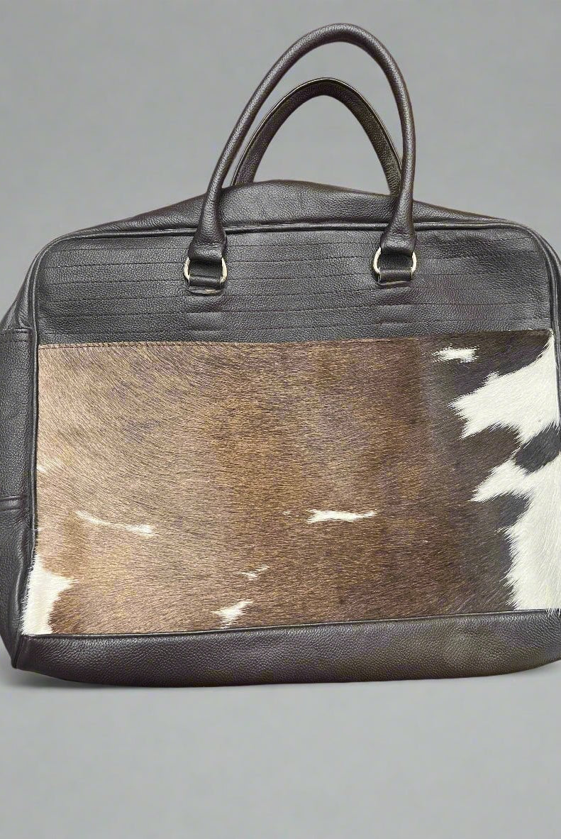 Cowhide laptop Bag - Cowhide and Conchos