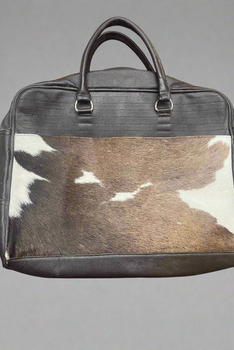 Cowhide laptop Bag - Cowhide and Conchos