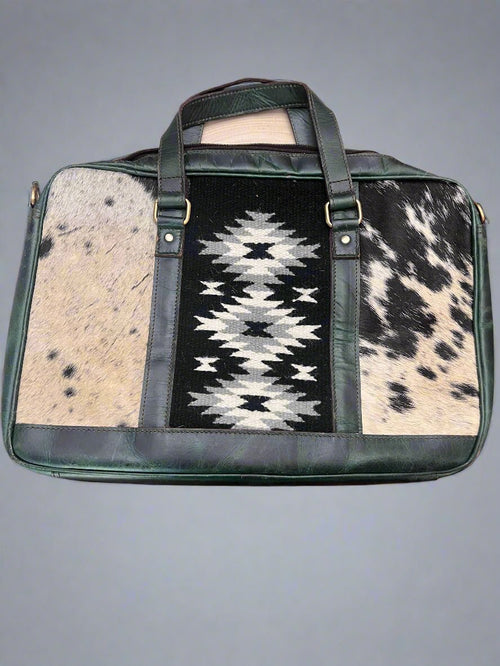 Cowhide laptop Bag - Cowhide and Conchos