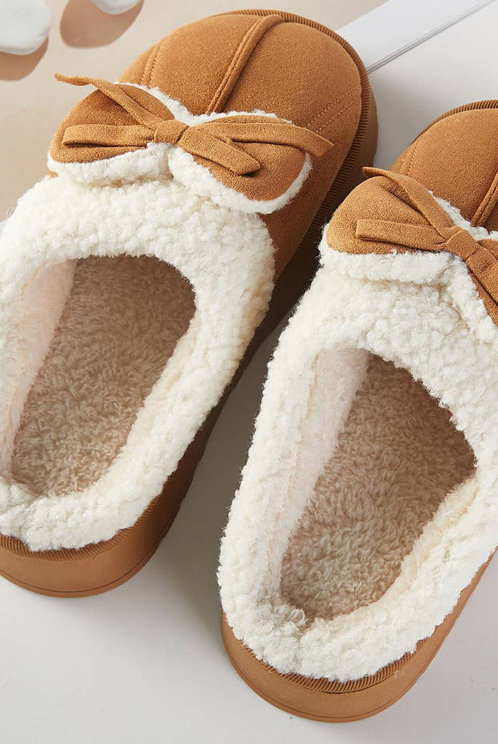 Cozy Bow Faux Fur Lined Slippers - Cowhide and Conchos