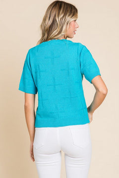Crosses Textured Knit Top - Cowhide and Conchos