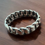 Cuban Sterling Stacker Ring - Cowhide and Conchos