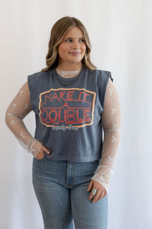 Cute Mesh Bow High Neck Design Long Sleeve Fitted Top - Black & Off White - Cowhide and Conchos