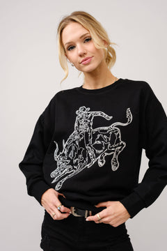 Bull Rider Embroidered Sweatshirt - large remaining