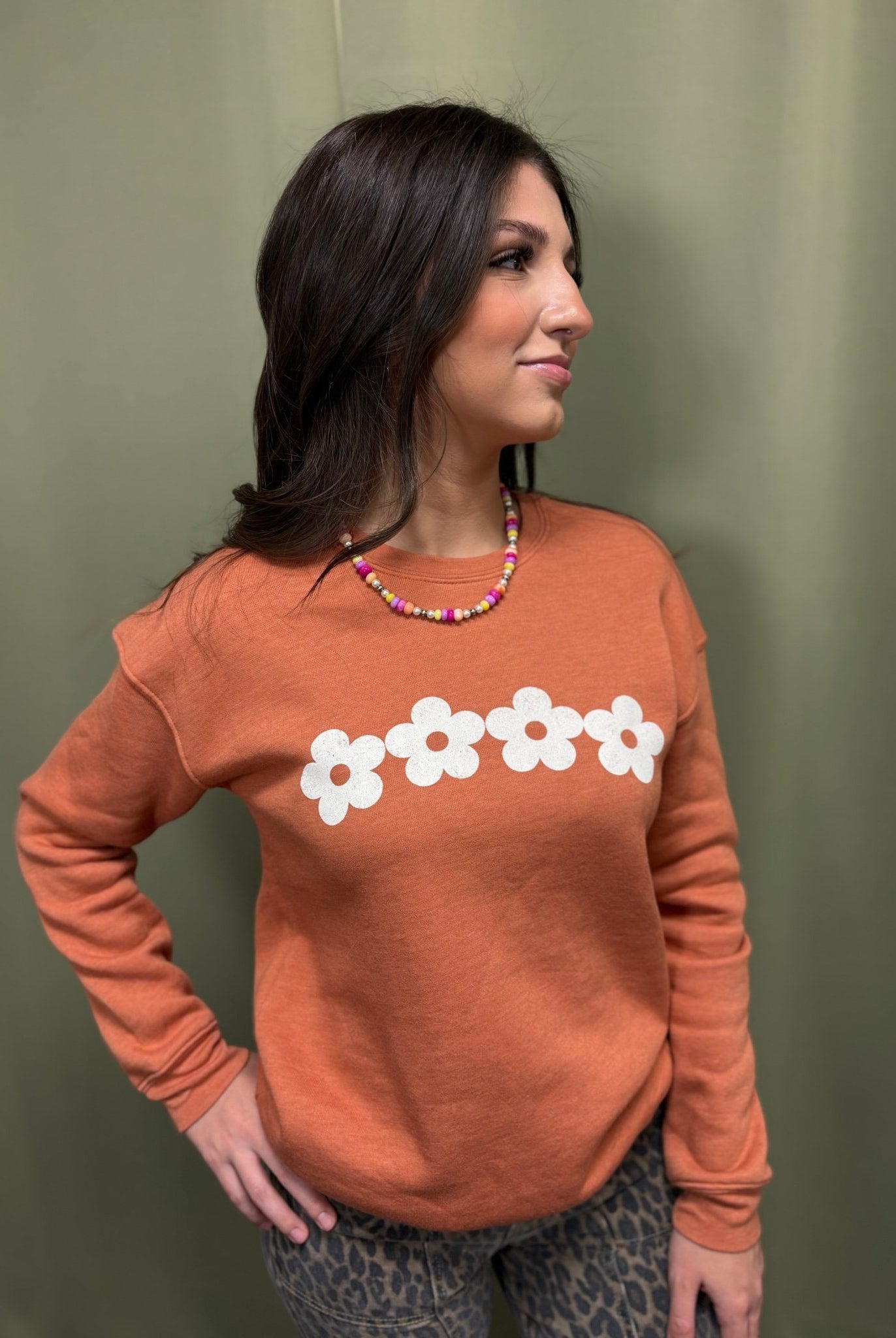 Daisy Row Graphic Sweatshirt - Cowhide and Conchos