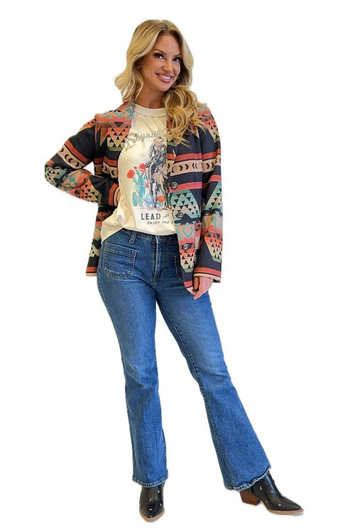 Dakota Faux Suede Blazer - Cowhide and Conchos