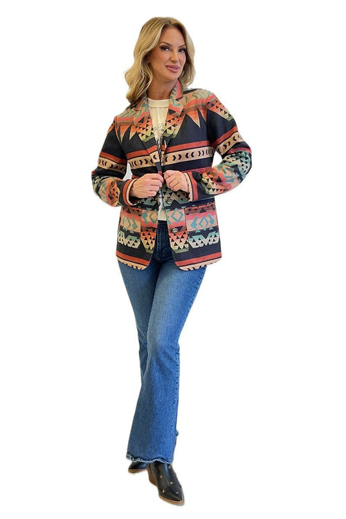 Dakota Faux Suede Blazer - Cowhide and Conchos