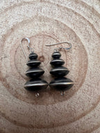 Dangle Saucer Navajo Pearl Earrings by Preston Hayley - 1 inch drop - Cowhide and Conchos