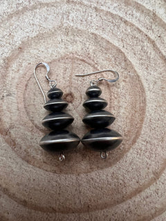 Dangle Saucer Navajo Pearl Earrings by Preston Hayley - 1 inch drop - Cowhide and Conchos