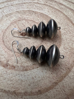 Dangle Saucer Navajo Pearl Earrings by Preston Hayley - 1 inch drop - Cowhide and Conchos