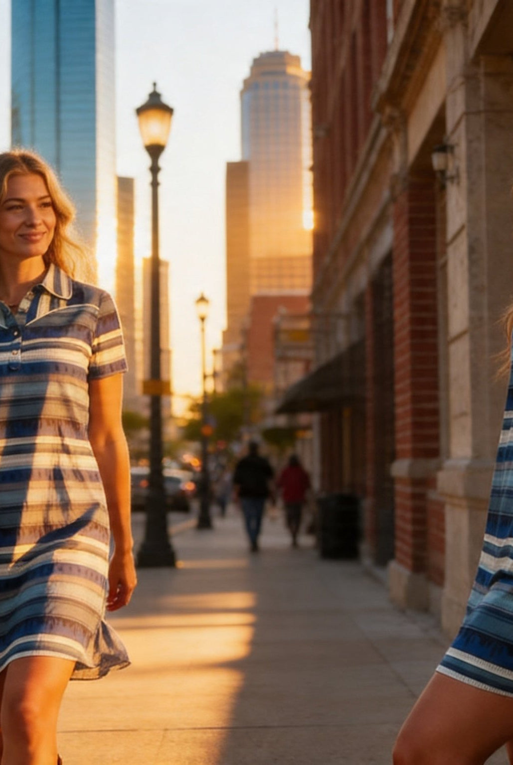 Desert Horizon Blue Serape Western Polo Dress with Pockets - Cowhide and Conchos