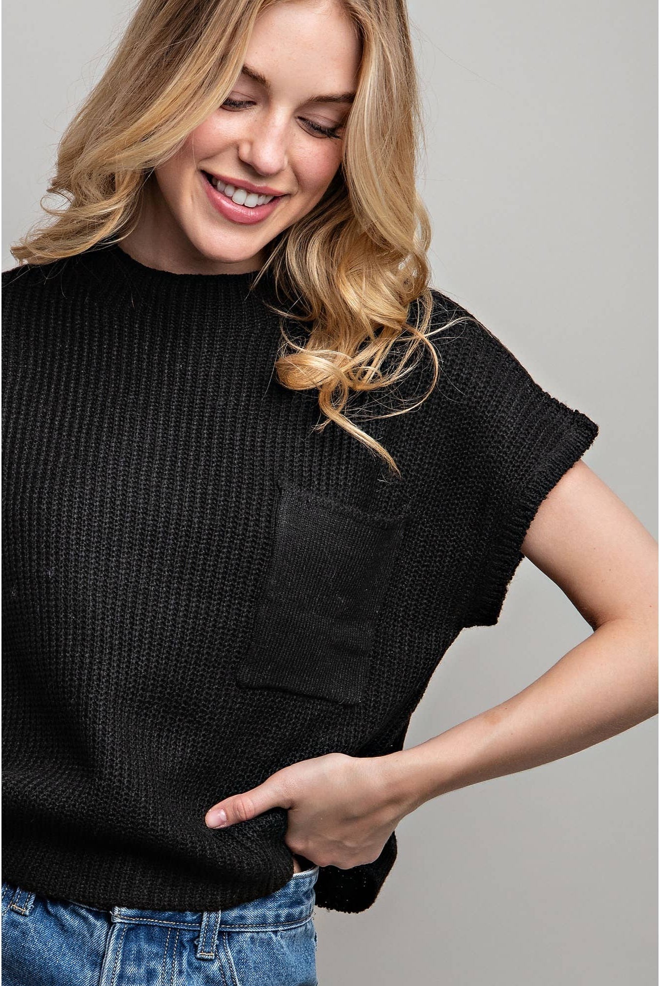 Devils Tower Ribbed Sweater Top - Red, Cream, Taupe, and Black - Cowhide and Conchos