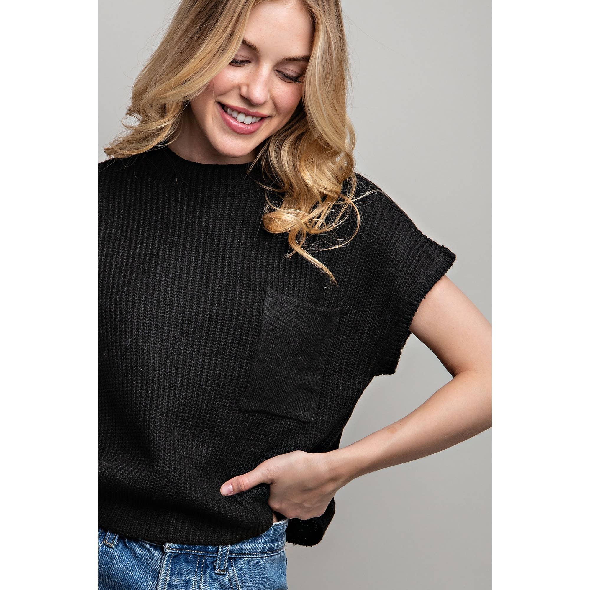 Devils Tower Ribbed Sweater Top - Red, Cream, Taupe, and Black - Cowhide and Conchos