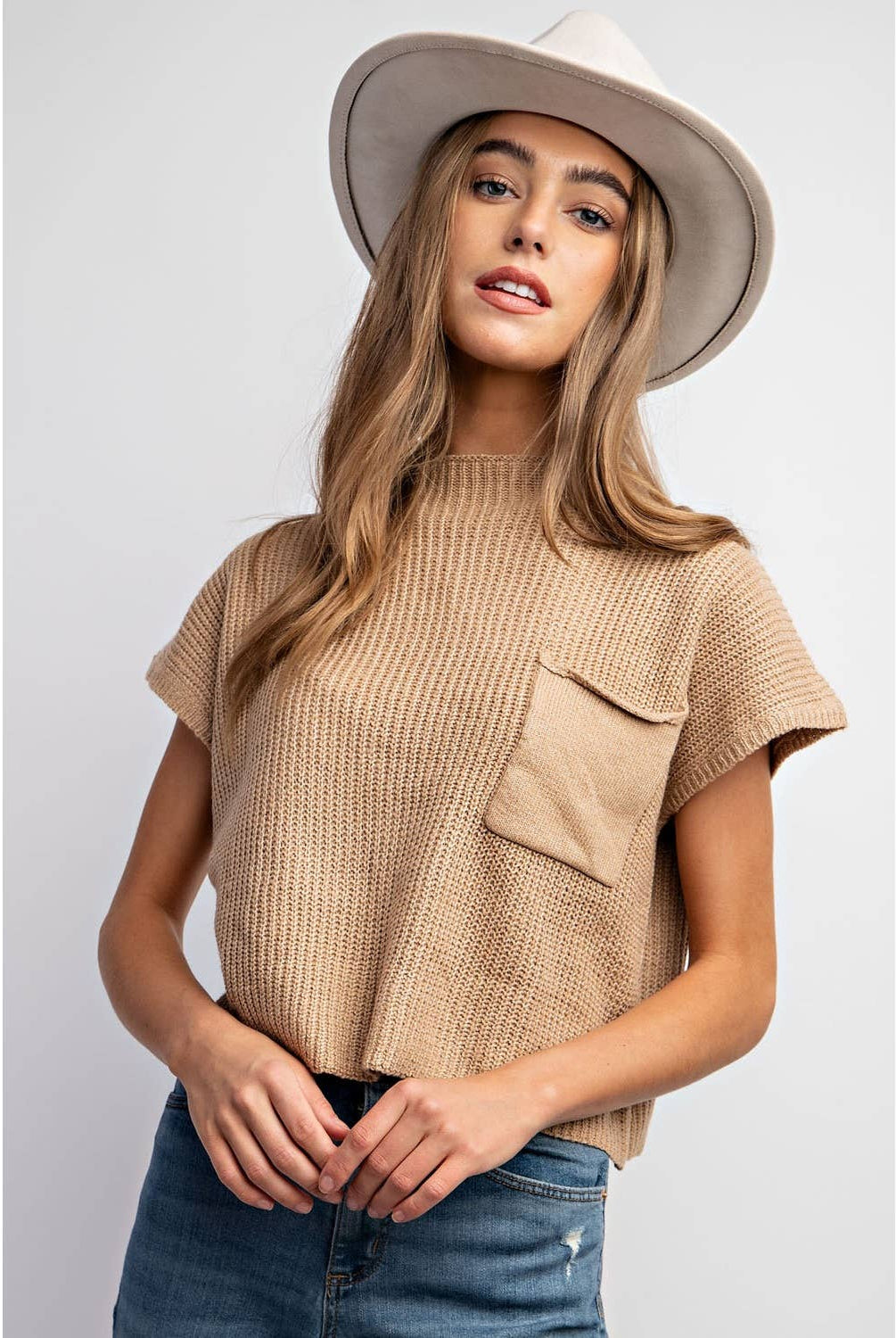 Devils Tower Ribbed Sweater Top - Red, Cream, Taupe, and Black - Cowhide and Conchos