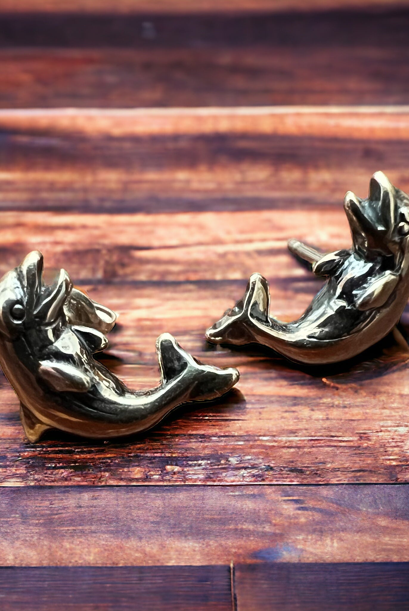 Dolphin post earring - Sterling silver - Cowhide and Conchos