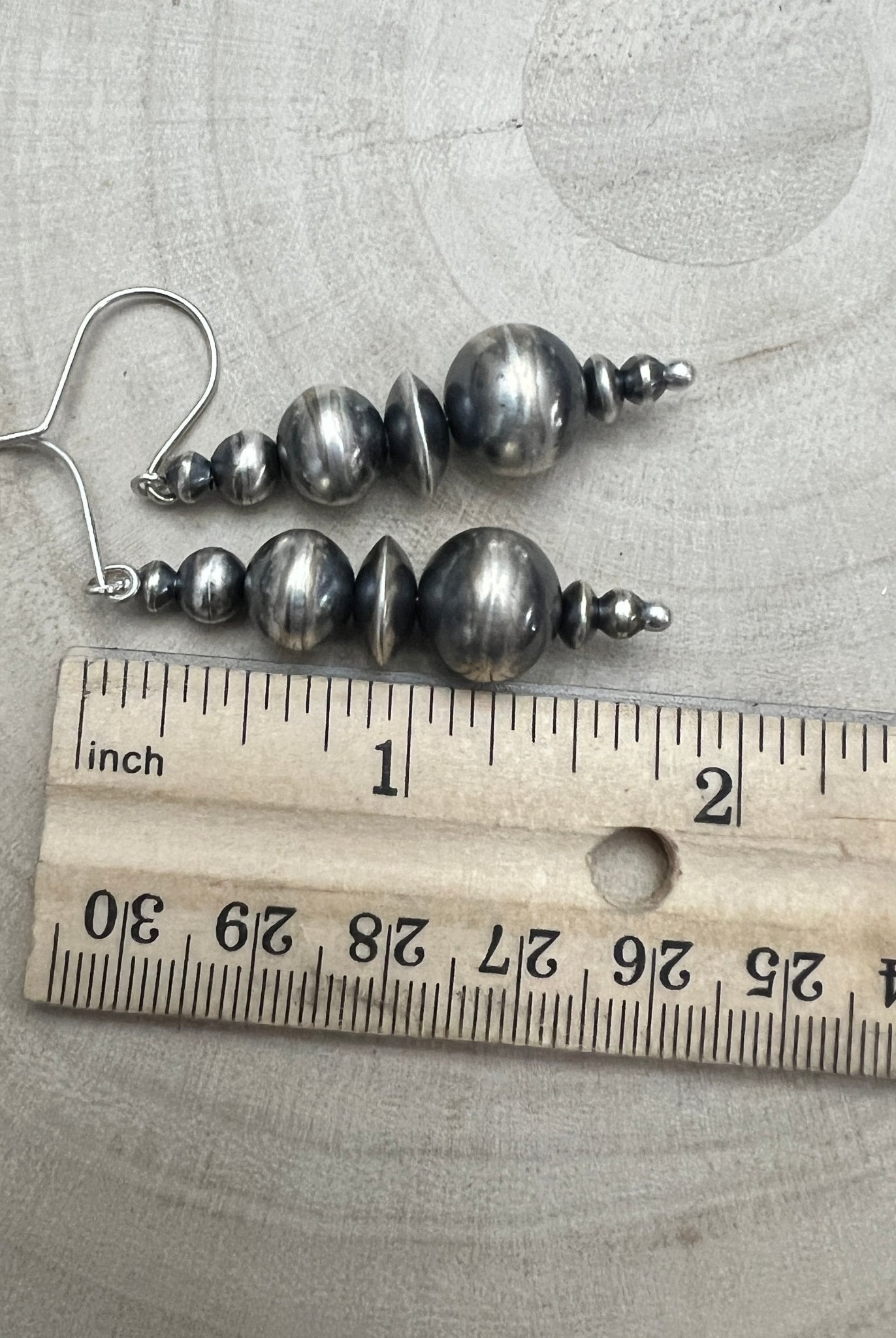 Dorinda Mariano Sterling Silver Navajo Pearl Earrings — 2 3/8 inch (Handcrafted by Navajo Artist) - Cowhide and Conchos