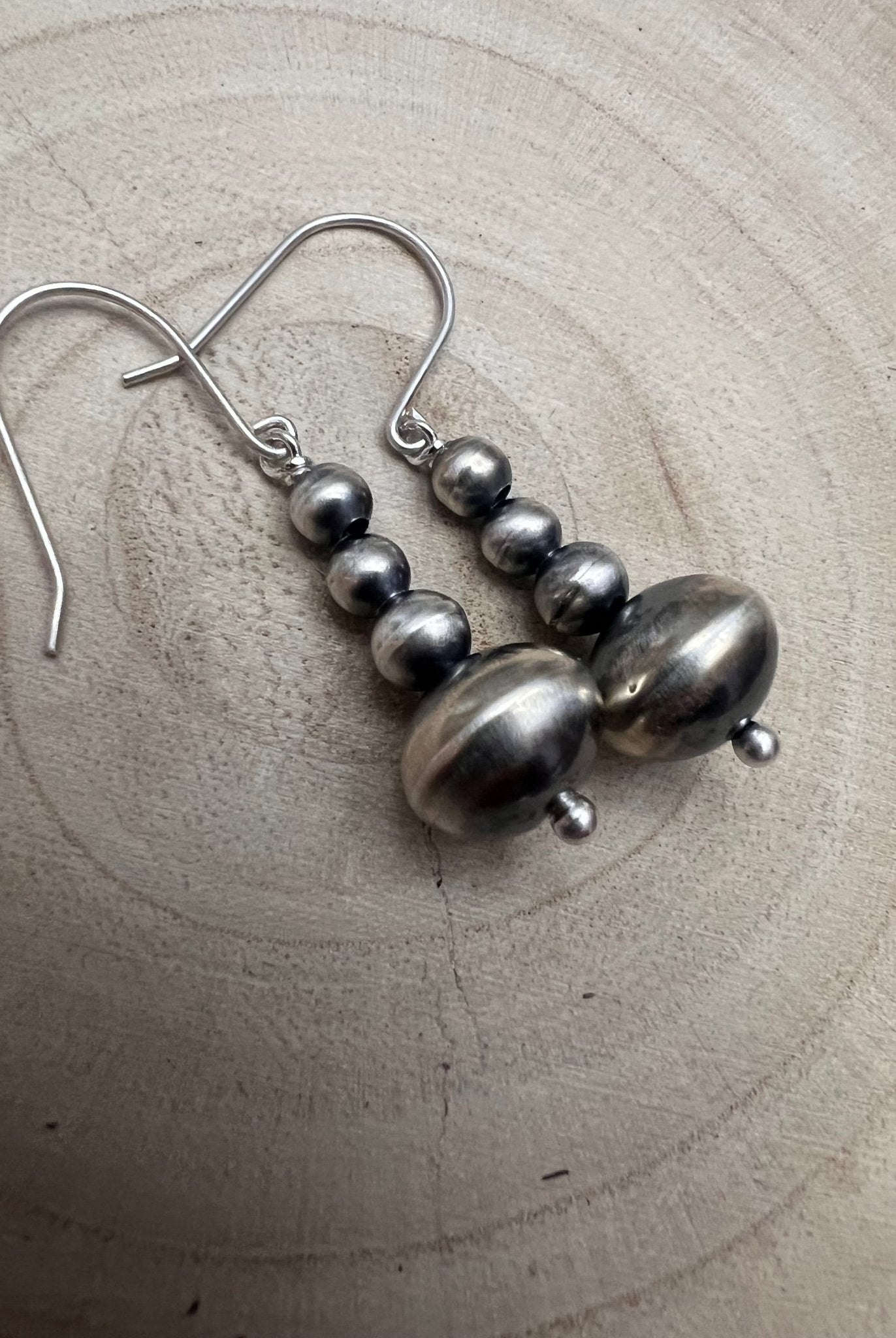 Dorinda Mariano Sterling Silver Navajo Pearl Earrings - Cowhide and Conchos