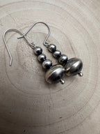 Dorinda Mariano Sterling Silver Navajo Pearl Earrings - Cowhide and Conchos