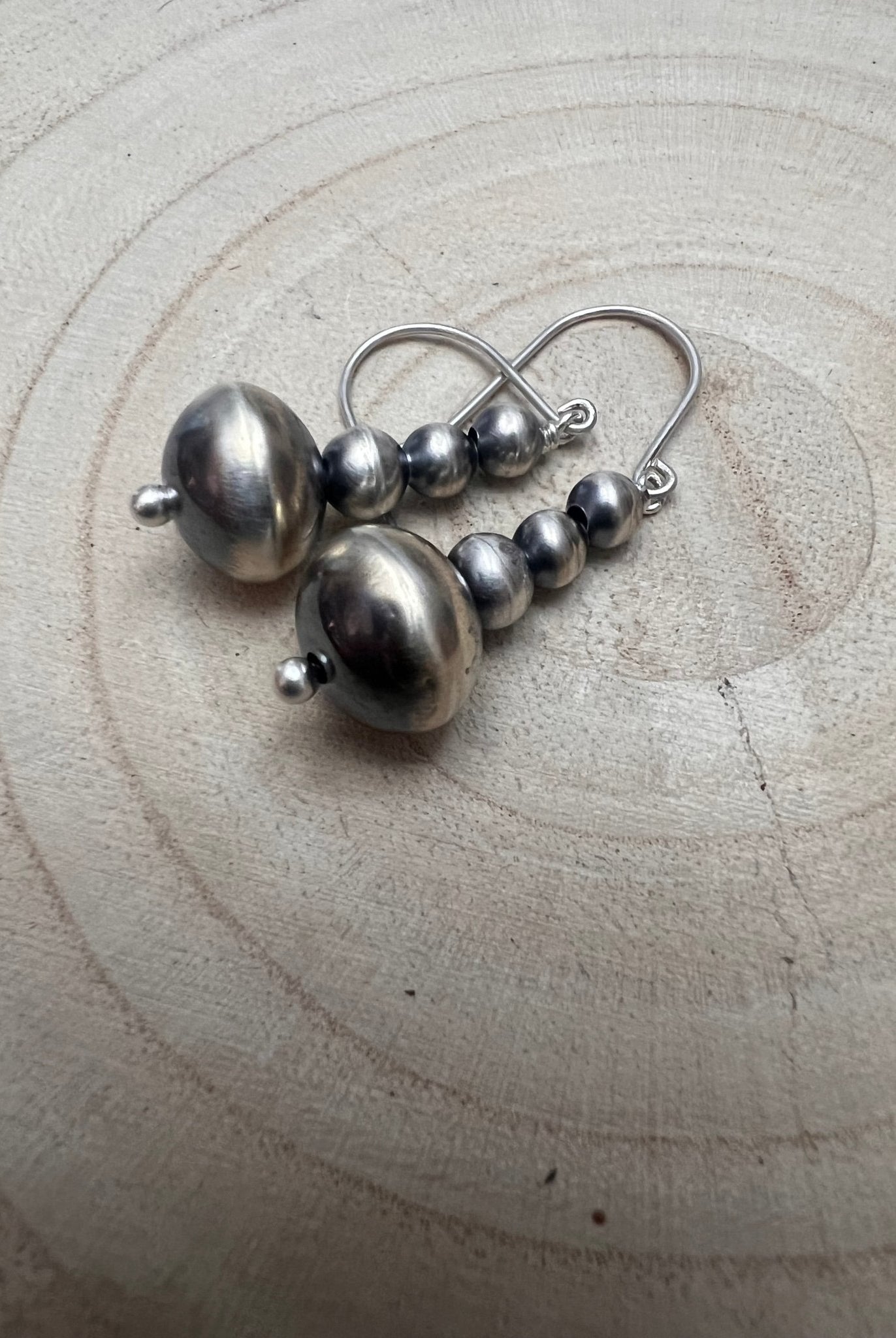 Dorinda Mariano Sterling Silver Navajo Pearl Earrings - Cowhide and Conchos
