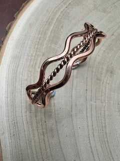 Elaine Tahe Copper Bracelet - Cowhide and Conchos