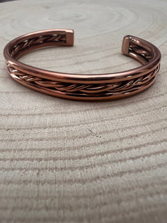 Elaine Tahe Copper Bracelet - Cowhide and Conchos