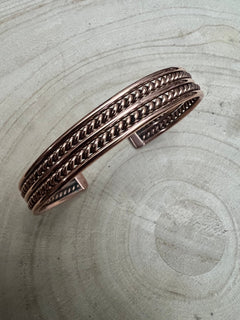 Elaine Tahe Copper Bracelet - Cowhide and Conchos