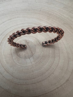 Elaine Tahe Copper Bracelet - Cowhide and Conchos
