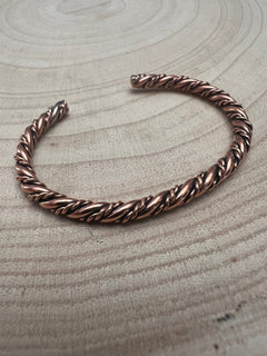 Elaine Tahe Copper Bracelet - Cowhide and Conchos