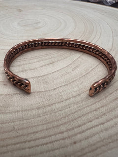 Elaine Tahe Copper Bracelet - Cowhide and Conchos