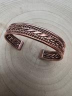 Elaine Tahe Copper Bracelet - Cowhide and Conchos