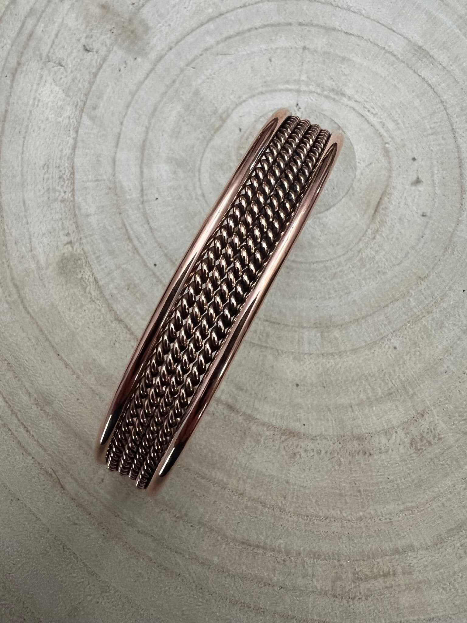 Elaine Tahe Copper Bracelet - Cowhide and Conchos