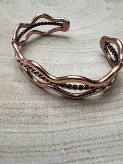 Elaine Tahe Copper Bracelet - Cowhide and Conchos