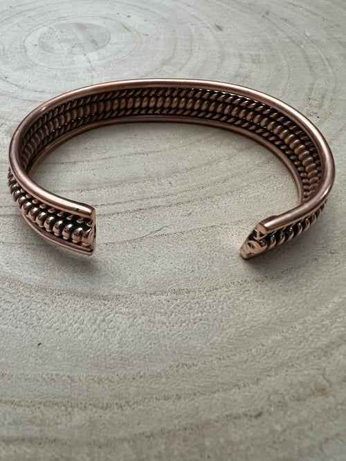 Elaine Tahe Copper Bracelet - Cowhide and Conchos