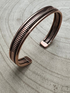 Elaine Tahe Copper Bracelet - Cowhide and Conchos