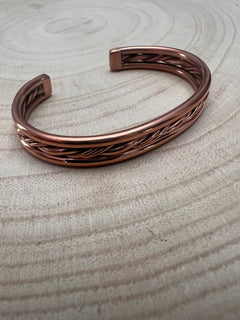 Elaine Tahe Copper Bracelet - Cowhide and Conchos