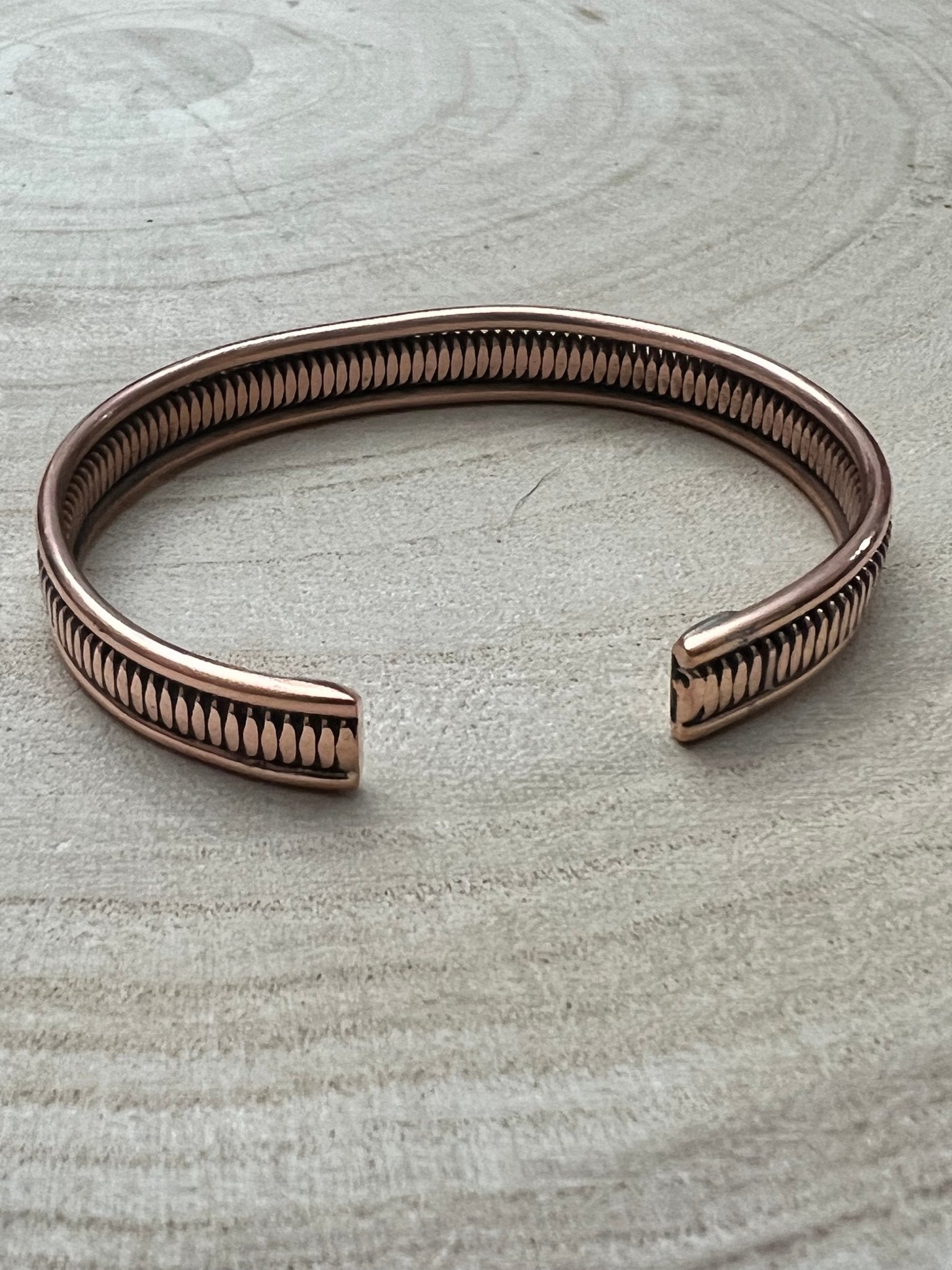 Elaine Tahe Copper Bracelet - Cowhide and Conchos