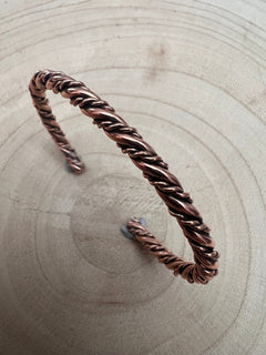 Elaine Tahe Copper Bracelet - Cowhide and Conchos