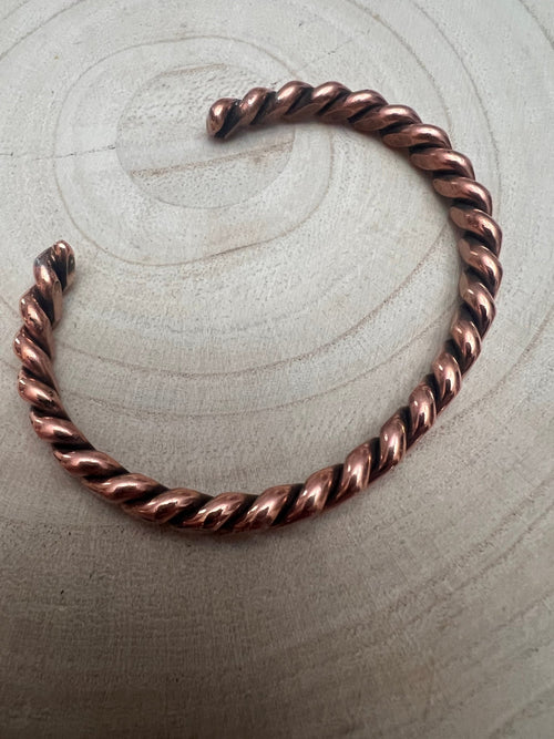 Elaine Tahe Copper Bracelet - Cowhide and Conchos