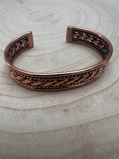 Elaine Tahe Copper Bracelet - Cowhide and Conchos