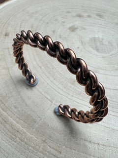 Elaine Tahe Copper Bracelet - Cowhide and Conchos