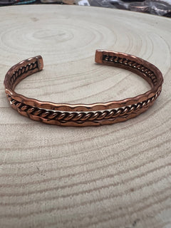 Elaine Tahe Copper Bracelet - Cowhide and Conchos