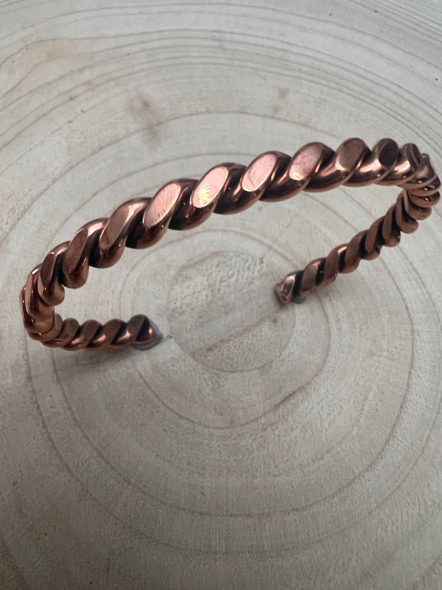 Elaine Tahe Copper Bracelet - Cowhide and Conchos