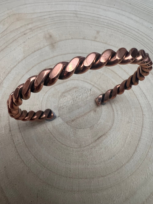 Elaine Tahe Copper Bracelet - Cowhide and Conchos