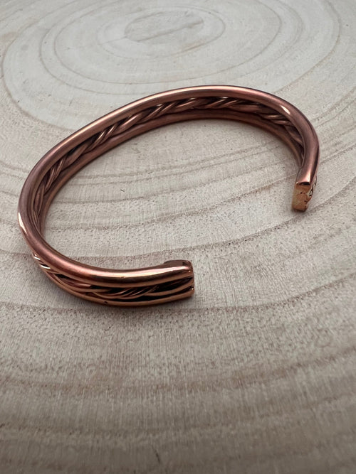 Elaine Tahe Copper Bracelet - Cowhide and Conchos