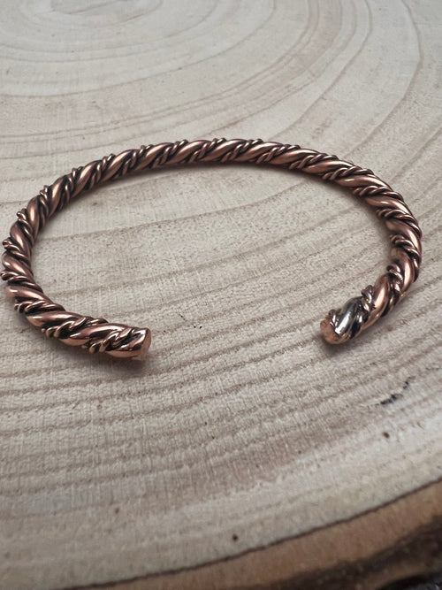 Elaine Tahe Copper Bracelet - Cowhide and Conchos