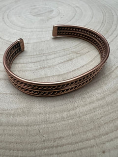Elaine Tahe Copper Bracelet - Cowhide and Conchos